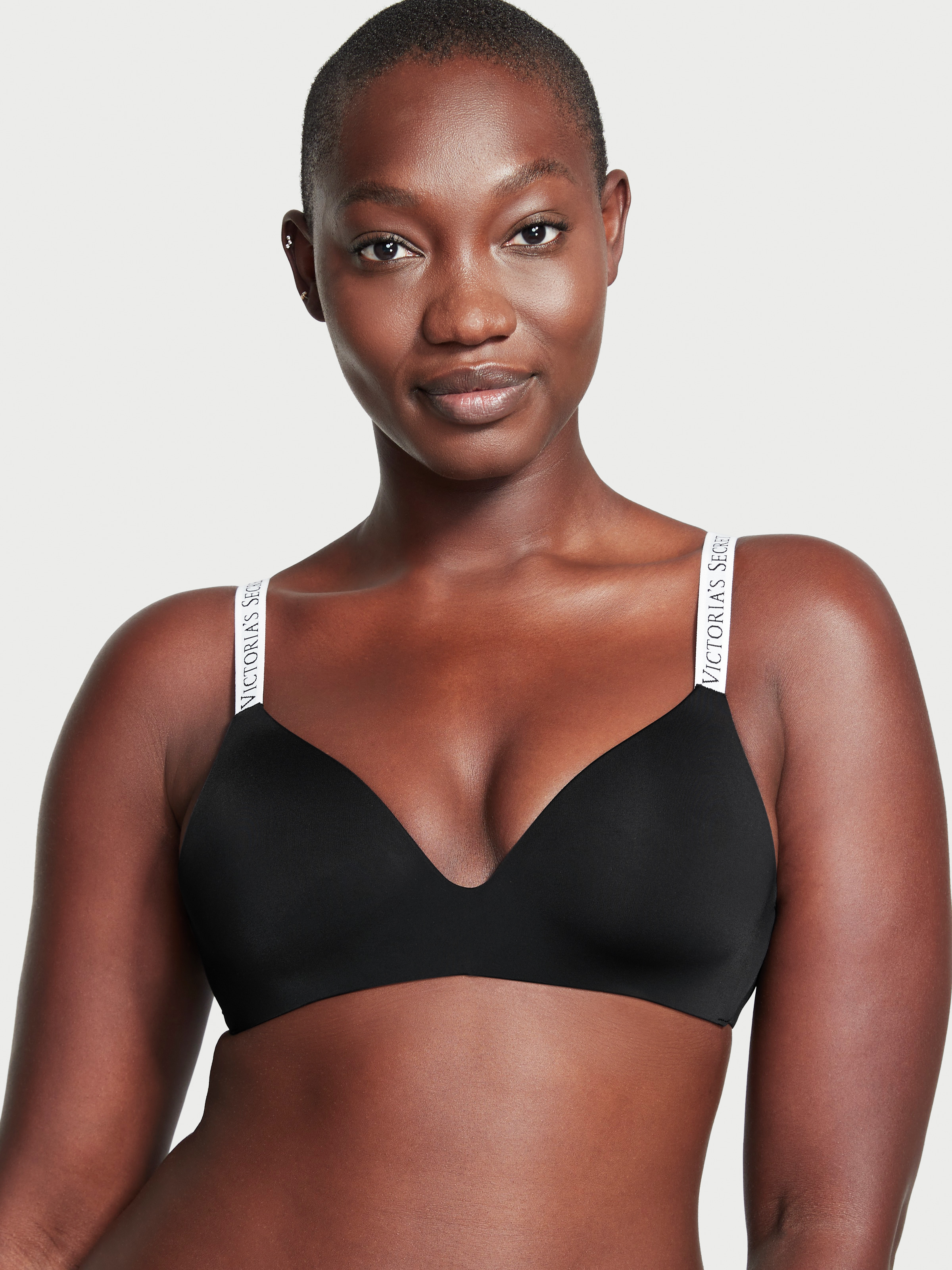 Buy Victoria's Secret Black Smooth Logo Strap Lightly Lined T-Shirt Bra  from the Next UK online shop