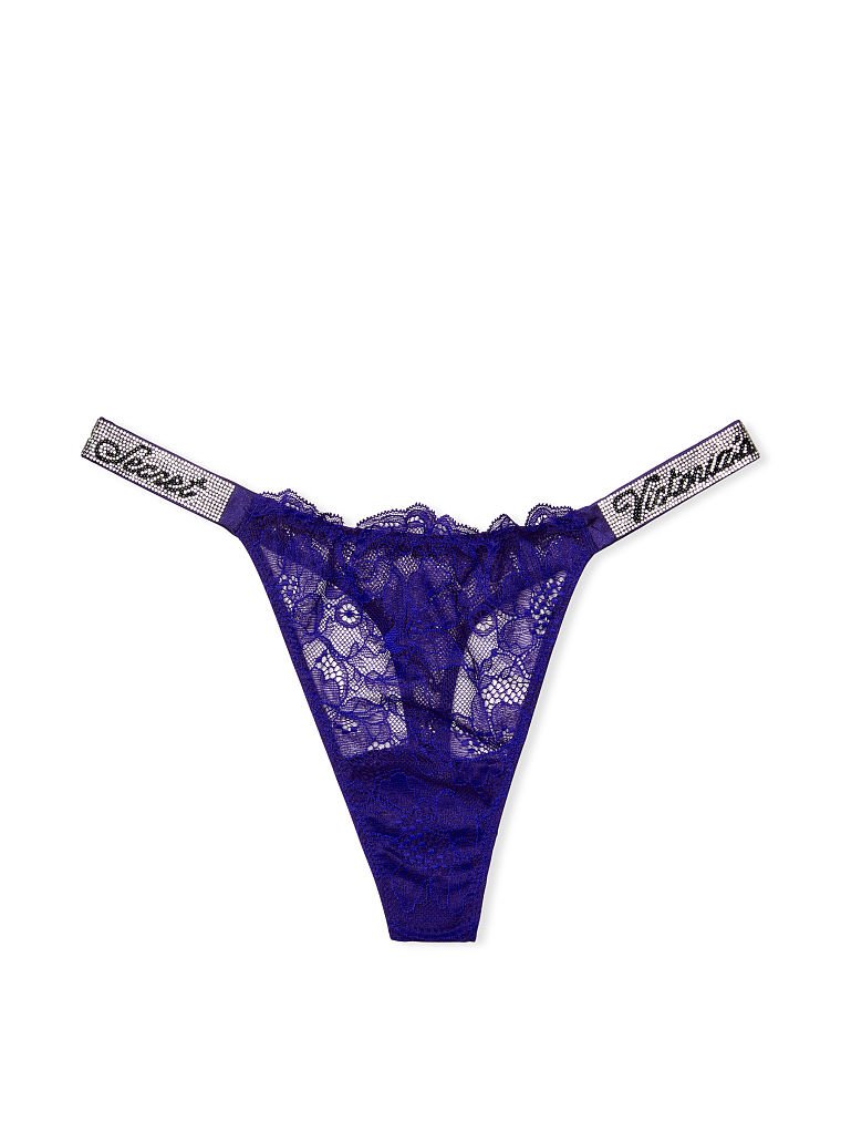 Victoria's Secret Bombshell Shine Strap Very Sexy Lace Thong Panty Color  Fuschia New
