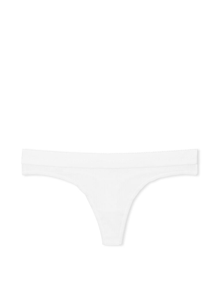 Logo Waist Pointelle Thong Panty image number null