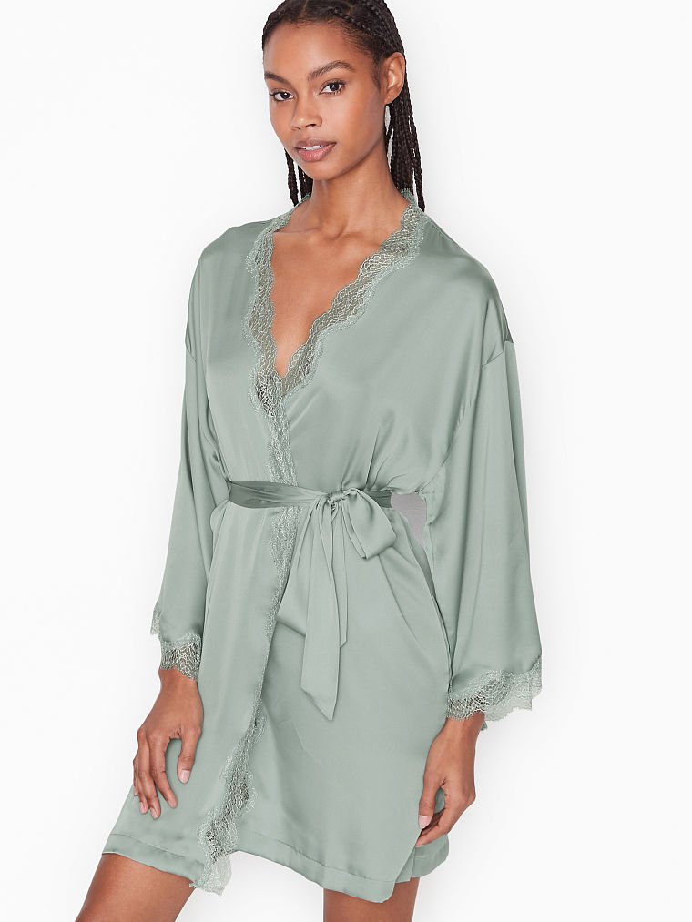 Satin Lace Trim Robe Victoria s Secret Australia