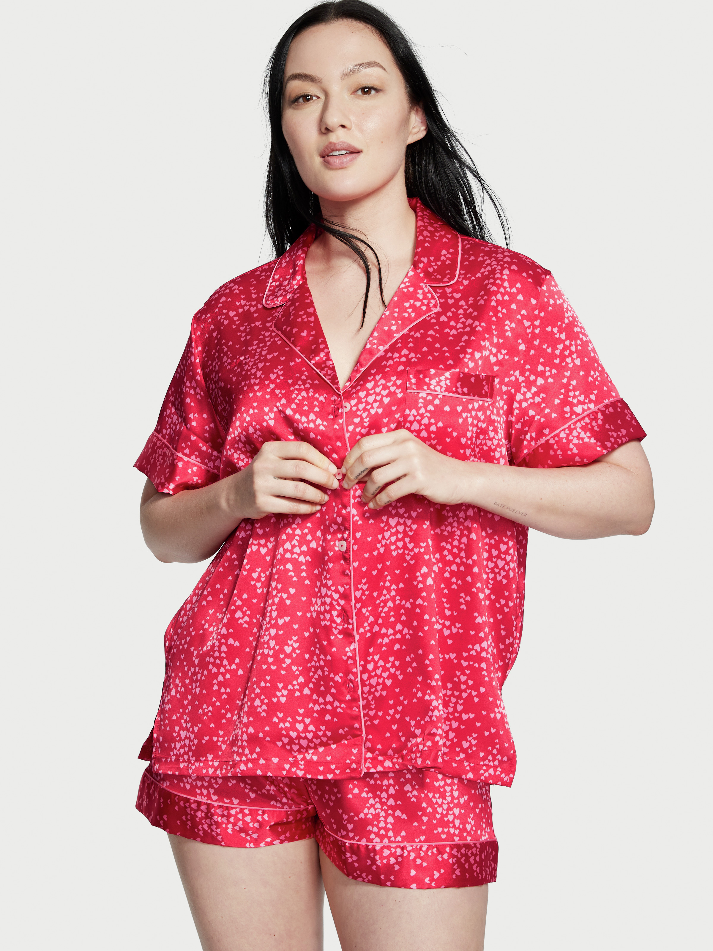Silky short pajama set discount