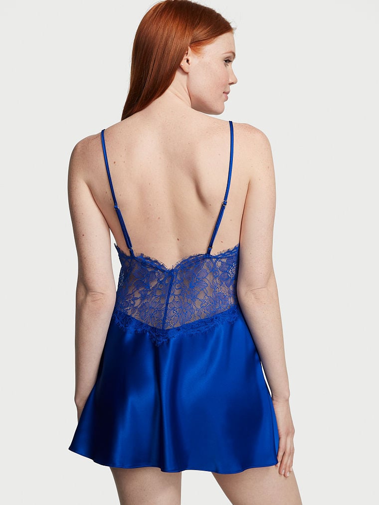 Lace Top Satin Slip image number null